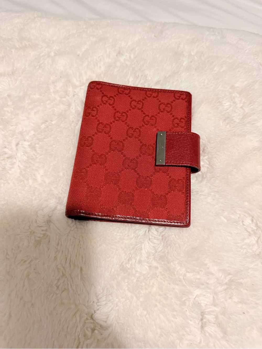 Gucci Red GG Monogram Agenda with Snap Tab